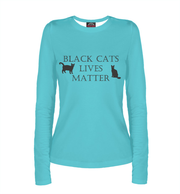 Женский лонгслив с изображением Black cats lives matter цвета Белый
