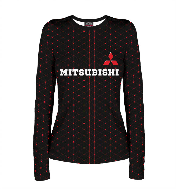 Женский лонгслив с изображением Митсубиси | Mitsubishi цвета Белый