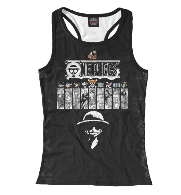 Женская майка-борцовка с изображением One Piece Большой куш цвета Белый