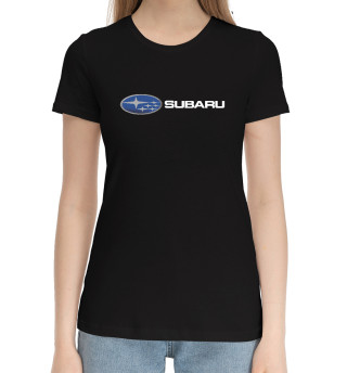 Женская хлопковая футболка Subaru