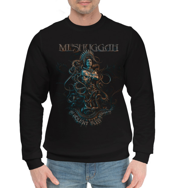 Мужской хлопковый свитшот с изображением Meshuggah цвета Черный