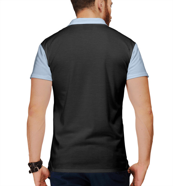 Мужское поло с притом Волк (blue) цвета Белый Мужское поло с изображением Волк (blue) цвета Белый