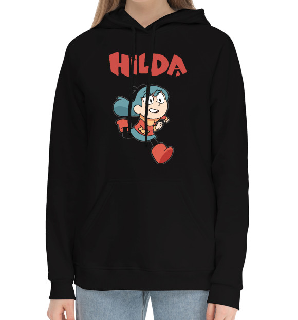 Женский хлопковый худи с изображением Hilda цвета Черный