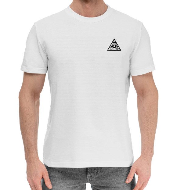 Мужская хлопковая футболка с изображением Illuminati цвета Белый