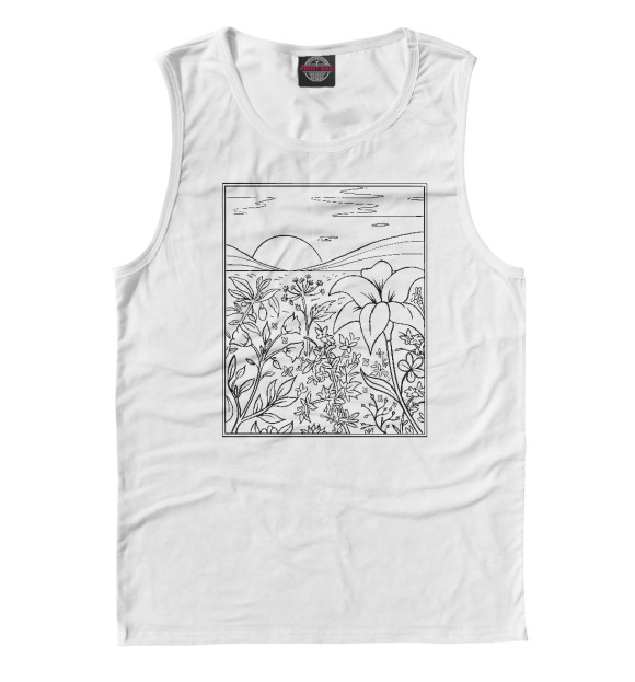 Майка для мальчика с изображением Пейзаж в стиле Line Art цвета Белый