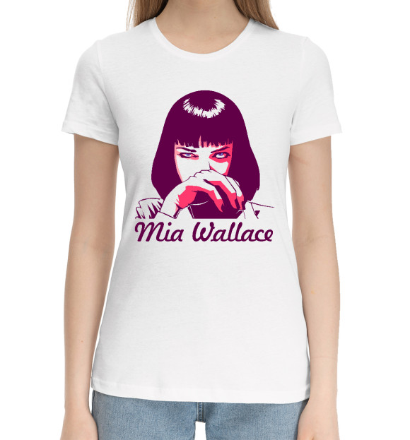Женская хлопковая футболка с изображением Мия Уоллес цвета Белый