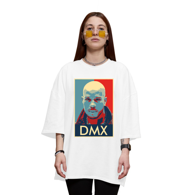 Женская футболка оверсайз с изображением DMX цвета Белый