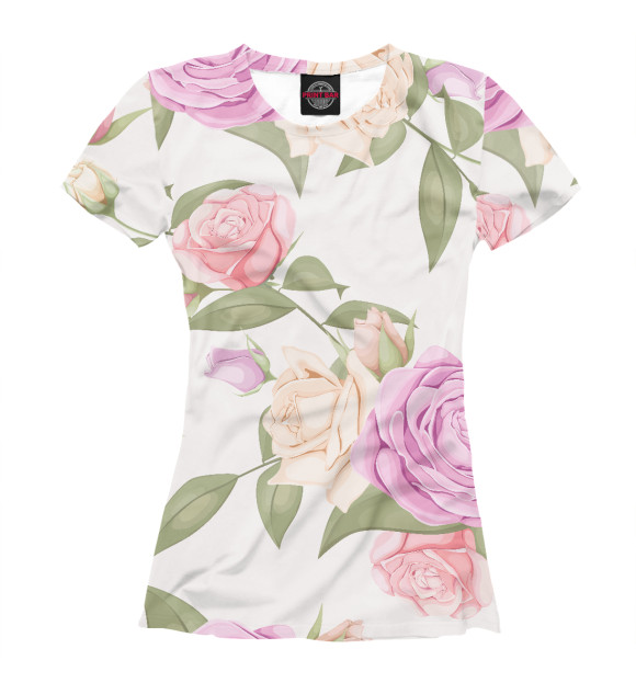 Футболка для девочек с изображением Rose pattern цвета Белый