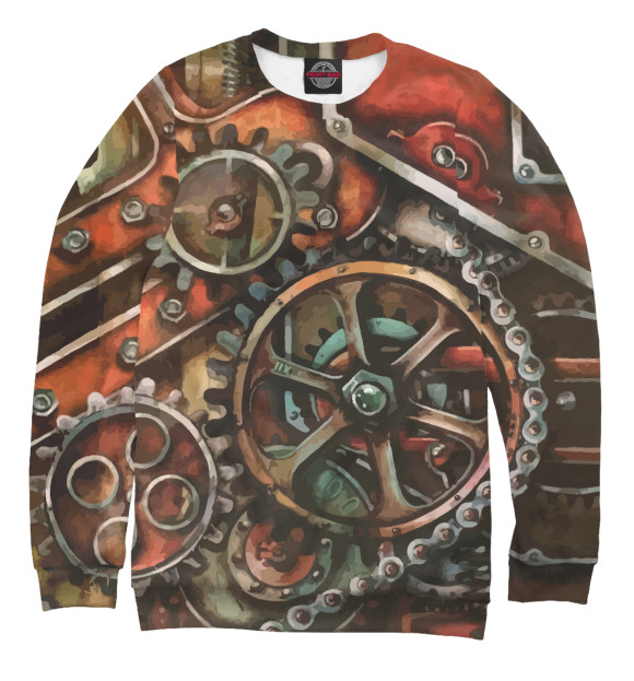 Женский свитшот с изображением Редуктор / Steampunk цвета Белый
