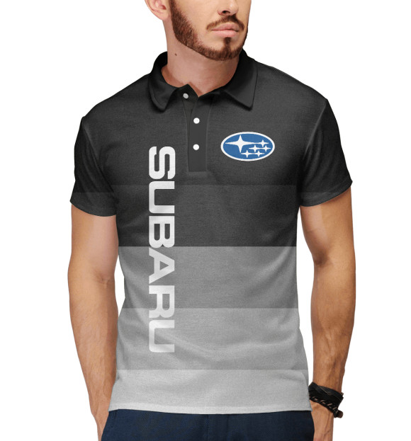 Мужское поло с изображением Subaru | Субару цвета Белый