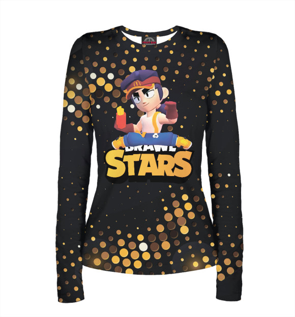 Женский лонгслив с притом FANG BRAWL STARS цвета Белый Женский лонгслив с изображением FANG BRAWL STARS цвета Белый