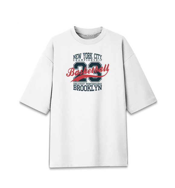 Мужская футболка оверсайз с изображением NY 23 цвета Белый