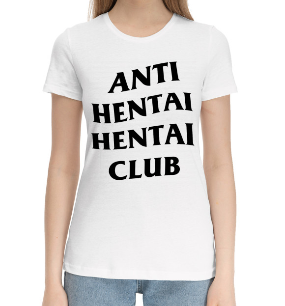 Женская хлопковая футболка с изображением Anti Roskomnadzor Roskomnadzor Club цвета Белый