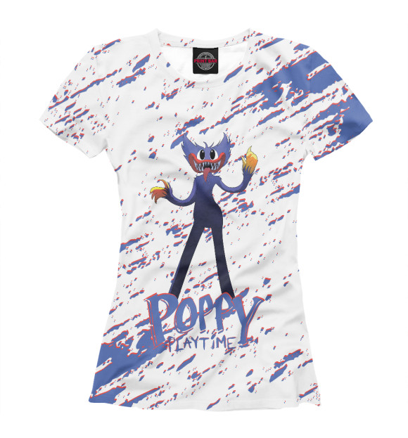 Футболка для девочек с изображением Poppy Playtime цвета Белый