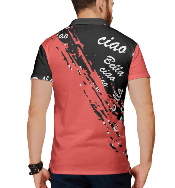 Мужское поло с изображением Бумажный Дом цвета Белый