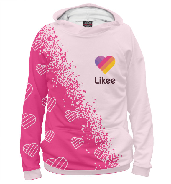 Мужское худи с изображением Likee (Лайки) цвета Белый