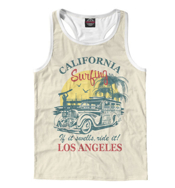 Мужская майка-борцовка с изображением На пляже цвета Белый