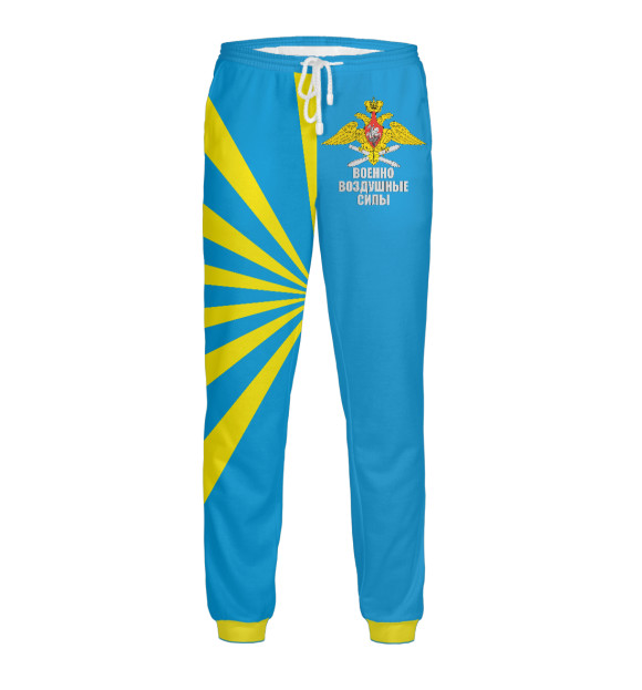 Мужские спортивные штаны с изображением ВВС РОССИИ (лучи) цвета Белый