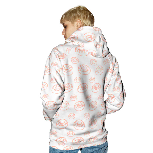 Женское худи с изображением Девочка пончик цвета Белый