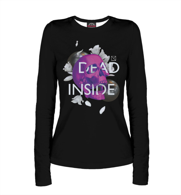 Женский лонгслив с изображением Dead Inside цвета Белый