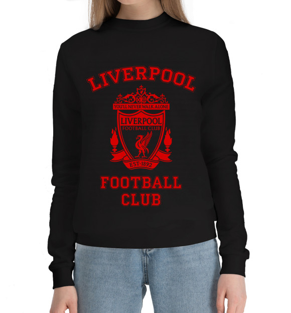 Женский хлопковый свитшот с изображением Liverpool цвета Черный
