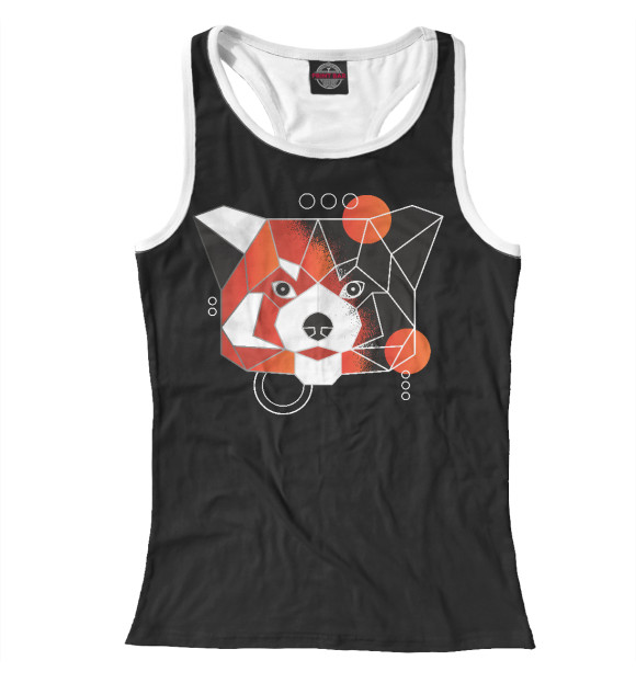 Женская майка-борцовка с изображением Абстрактная красная панда цвета Белый