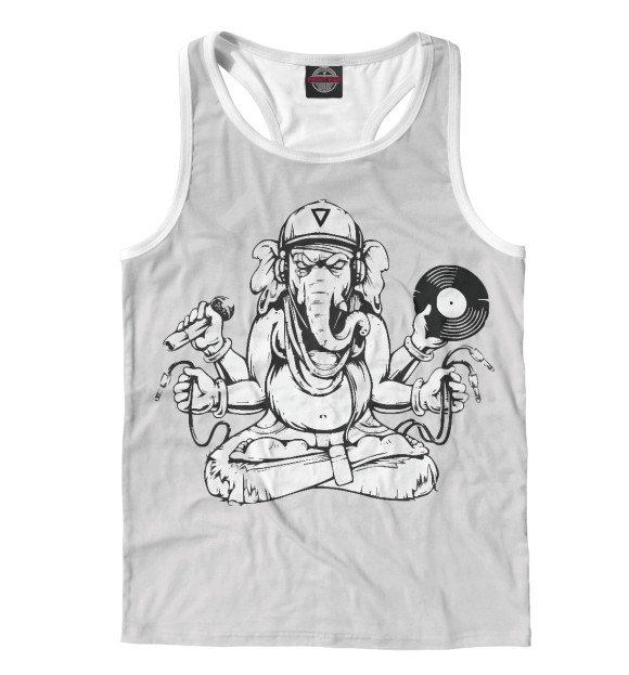 Мужская майка-борцовка с изображением Диджей ганеш цвета Белый