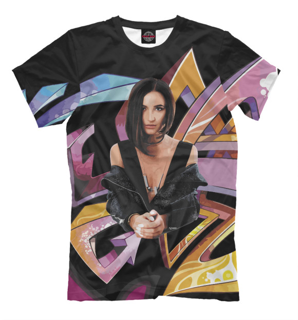 Футболка для мальчиков с притом Ольга Бузова граффити цвета Белый Футболка для мальчиков с изображением Ольга Бузова граффити цвета Белый