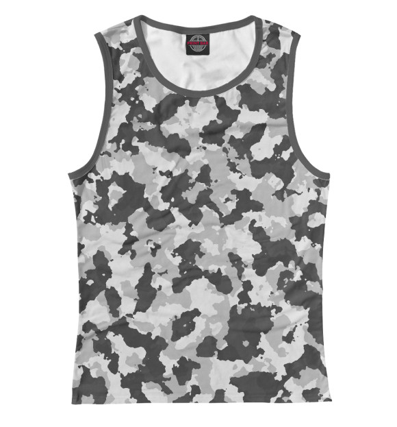 Женская майка с притом Камуфляж светло-серый цвета Белый Женская майка с изображением Камуфляж светло-серый цвета Белый