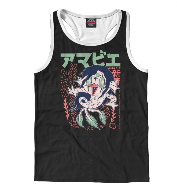 Мужская майка-борцовка с изображением Amabie Yokai цвета Белый