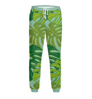 Мужские спортивные штаны Большие зеленые резные листья