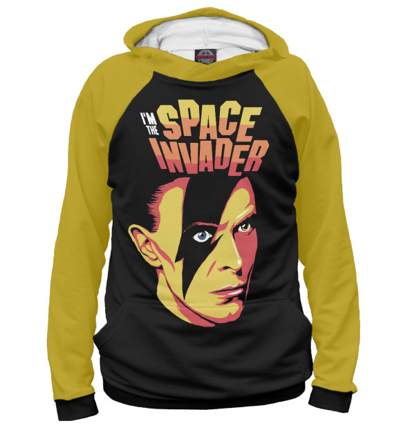Женское худи с изображением David Bowie Space Invader цвета Белый
