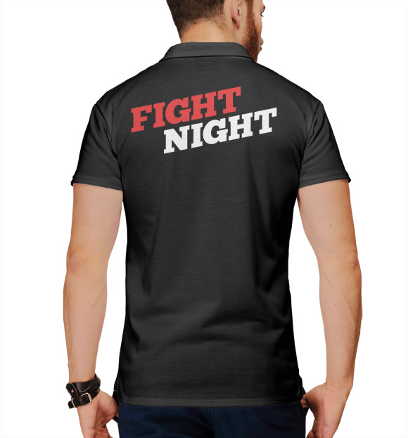 Мужское поло с изображением Fight Night цвета Белый
