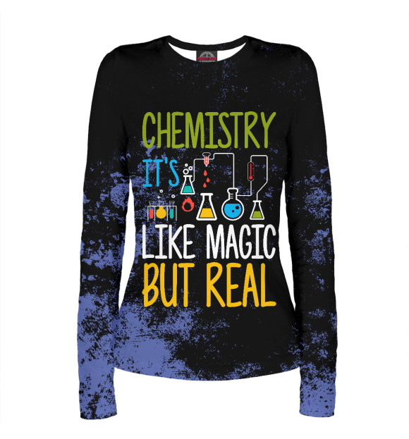 Женский лонгслив с изображением Chemistry It's Like Magic цвета Белый