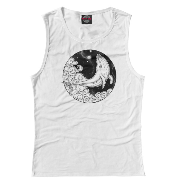 Женская майка с притом Кит цвета Белый Женская майка с изображением Кит цвета Белый