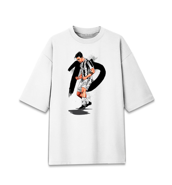 Мужская футболка оверсайз с изображением Пауло Дибала цвета Белый