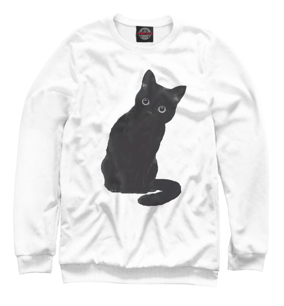 Мужской свитшот с изображением Black Cat цвета Белый