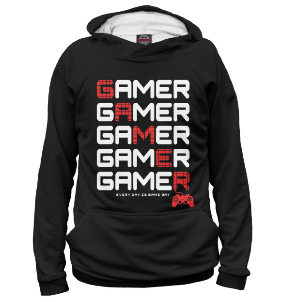 Мужское худи с изображением Gamer цвета Белый