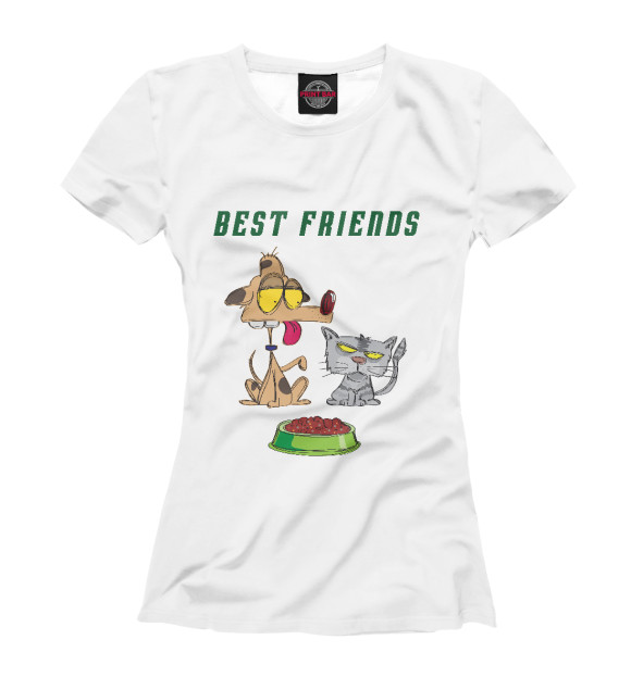 Женская футболка с изображением Best friends цвета Белый