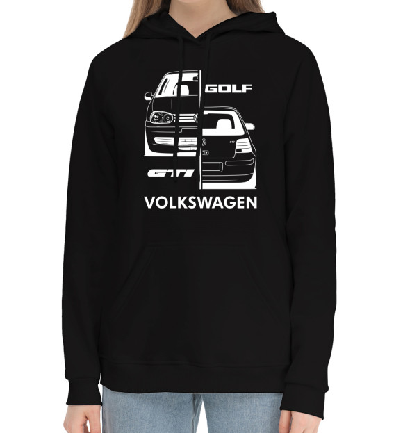 Женский хлопковый худи с изображением Volkswagen цвета Черный