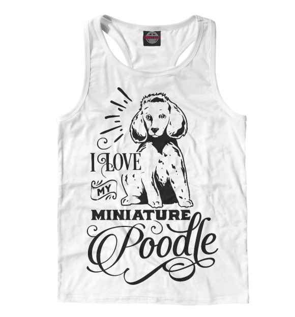 Мужская майка-борцовка с изображением I love my poodle цвета Белый