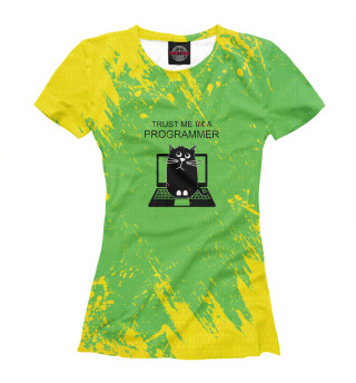 Женская футболка Кот программист