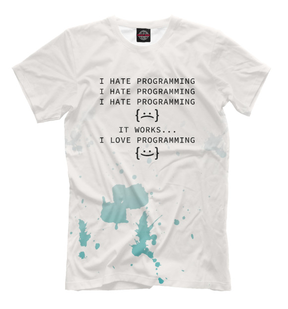 Футболка для мальчиков с изображением I Hate Programming цвета Белый