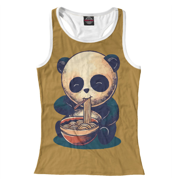 Женская майка-борцовка с изображением Панда и вкусняшка цвета Белый