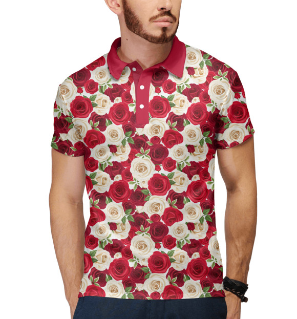 Мужское поло с изображением Розы цвета Белый