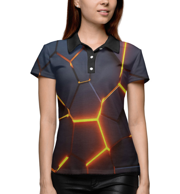 Женское поло с изображением 3D Плиты цвета Белый