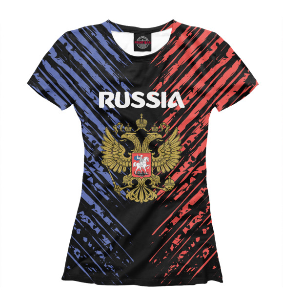 Футболка для девочек с изображением RUSSIA цвета Белый