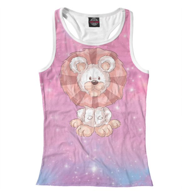 Женская майка-борцовка с изображением Маленький львенок цвета Белый