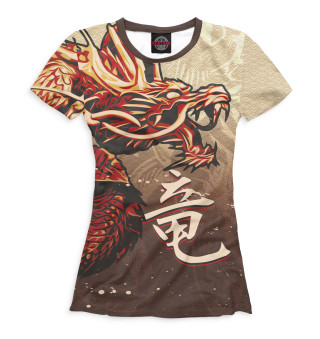 Женская футболка Иероглиф с драконом