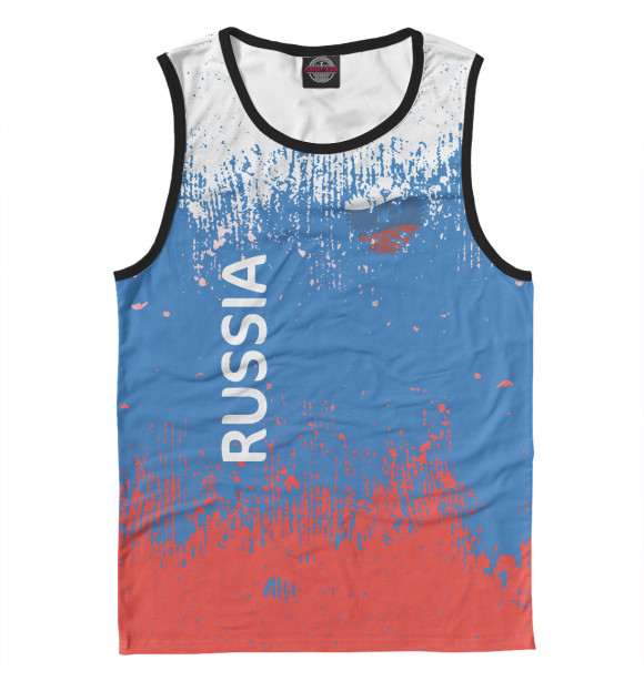 Майка для мальчика с изображением Флаг и герб России цвета Белый